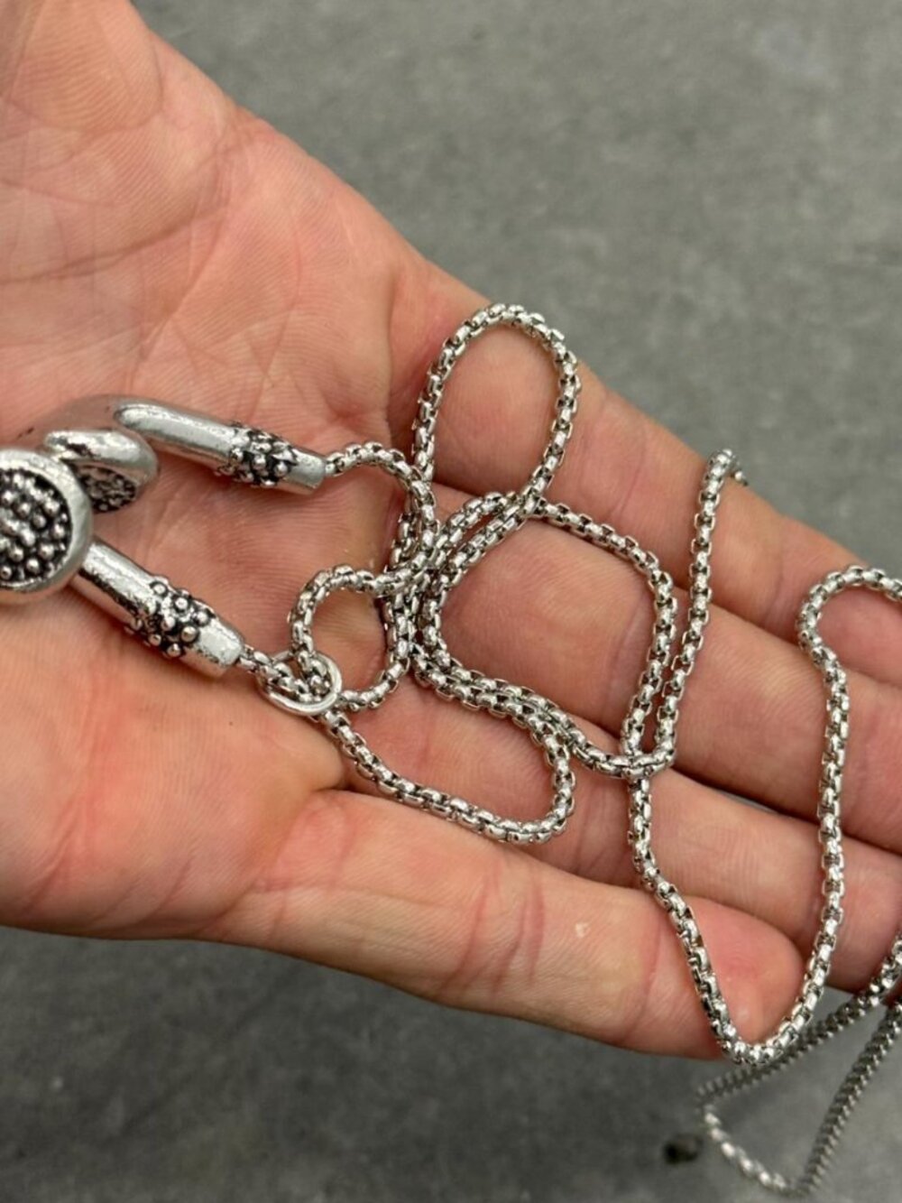 Silver Headphone Pendant Punk Chain Necklace
